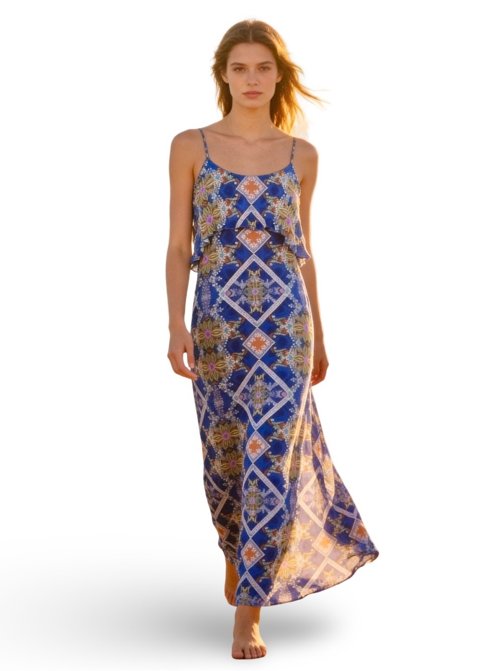 3/$30 ❤️ Xhilaration colorful sleeveless long summer sun dress EUC Size Medium